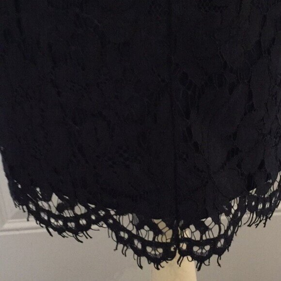 Sharagano Ladies Navy Party Cocktail Dress Lace Sheath Style Size Large - Picture 7 of 16